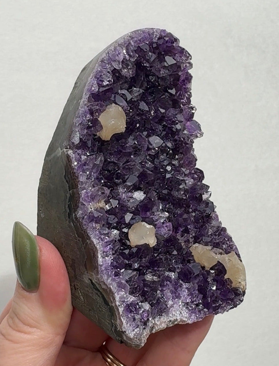 Uruguay Purple Amethyst Cutbase with Calcite