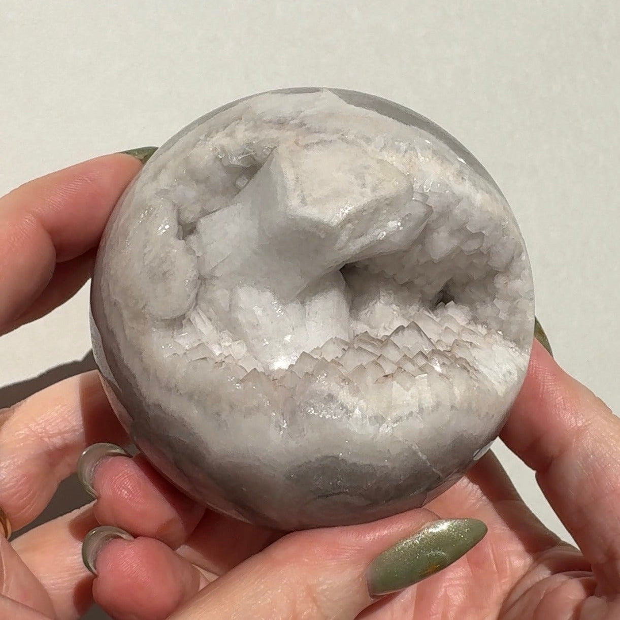 Druzy White Quartz Agate Sphere