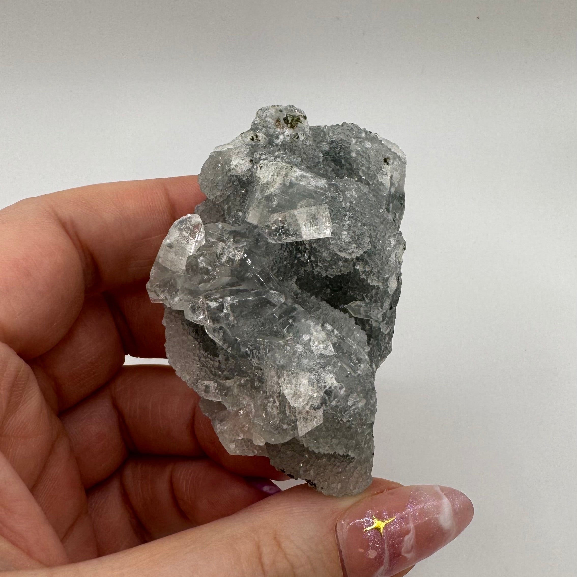 Black Chalcedony with Apophyllite