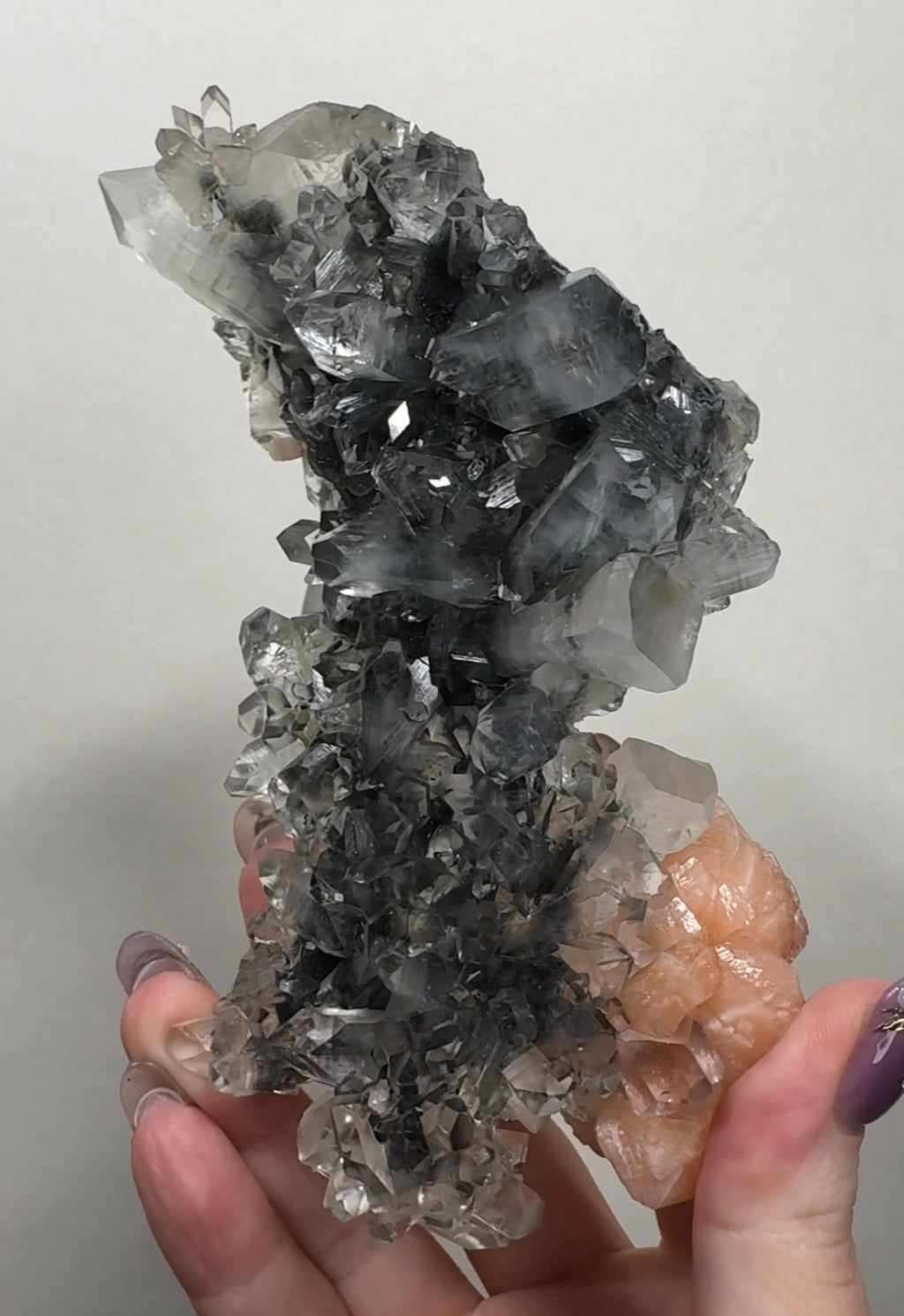 Diamond/Pink Apophyllite on Black Chalcedony | BDG