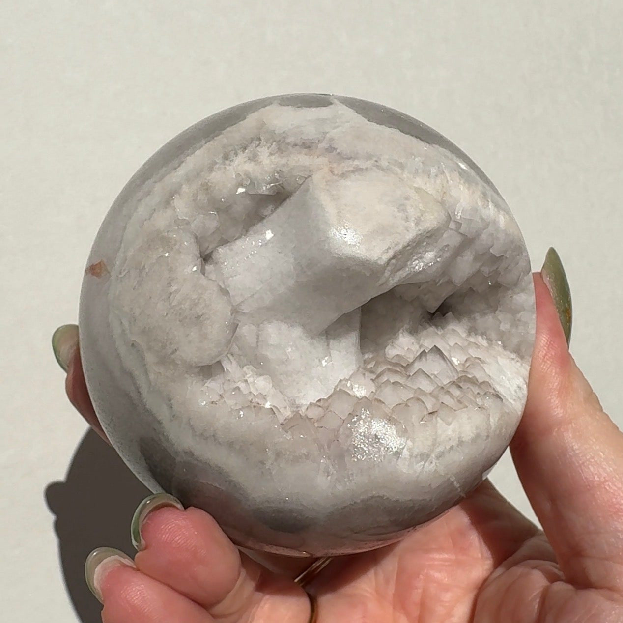 Druzy White Quartz Agate Sphere