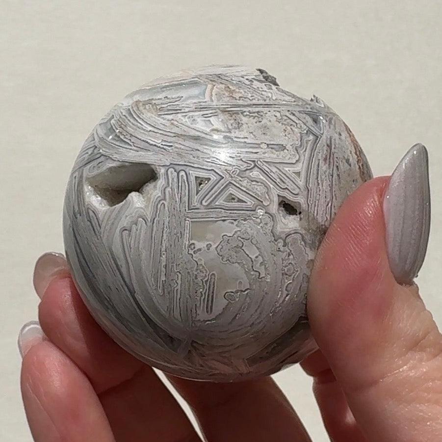 White Crazy Lace Agate Sphere
