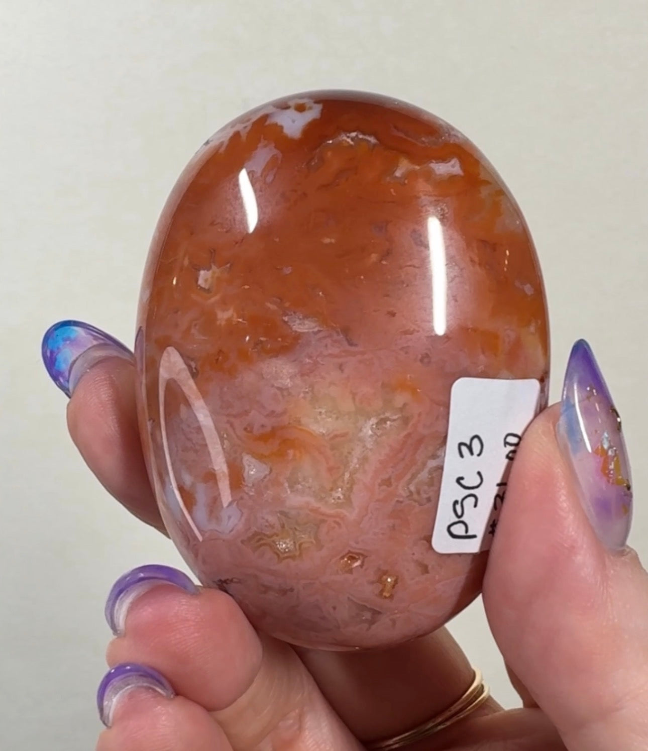 Pink Carnelian Palmstone | PSC3