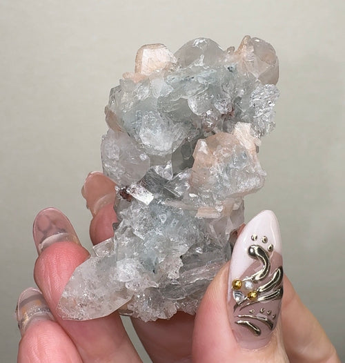 Apophyllite on Blue Chalcedony with Heulandite & Stilbite | BL12