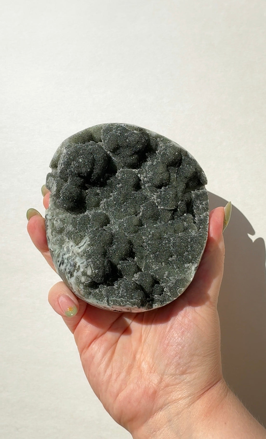 Black/Green Amethyst Half Sphere Cutbase