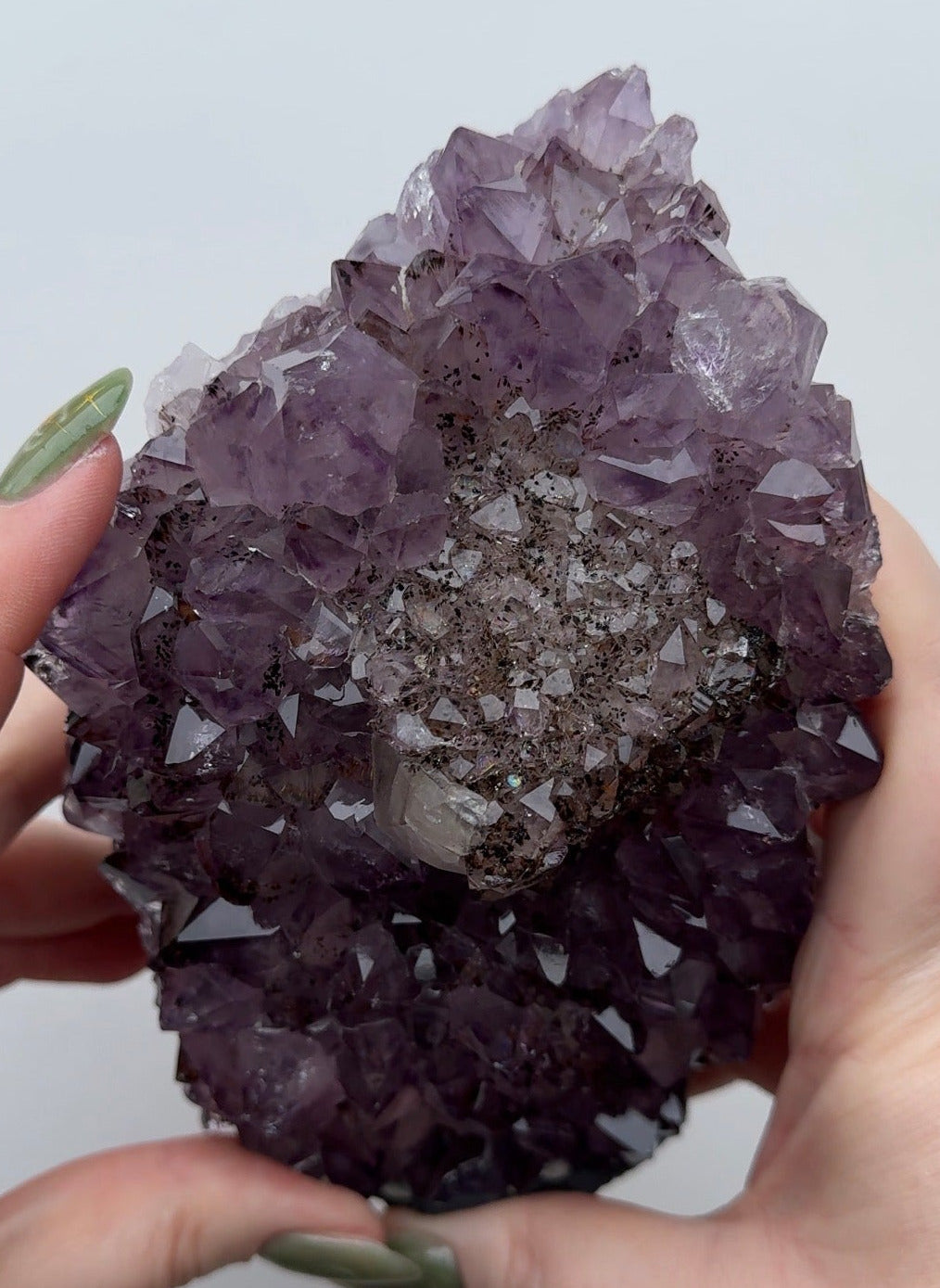 Purple Amethyst Cutbase with Calcite