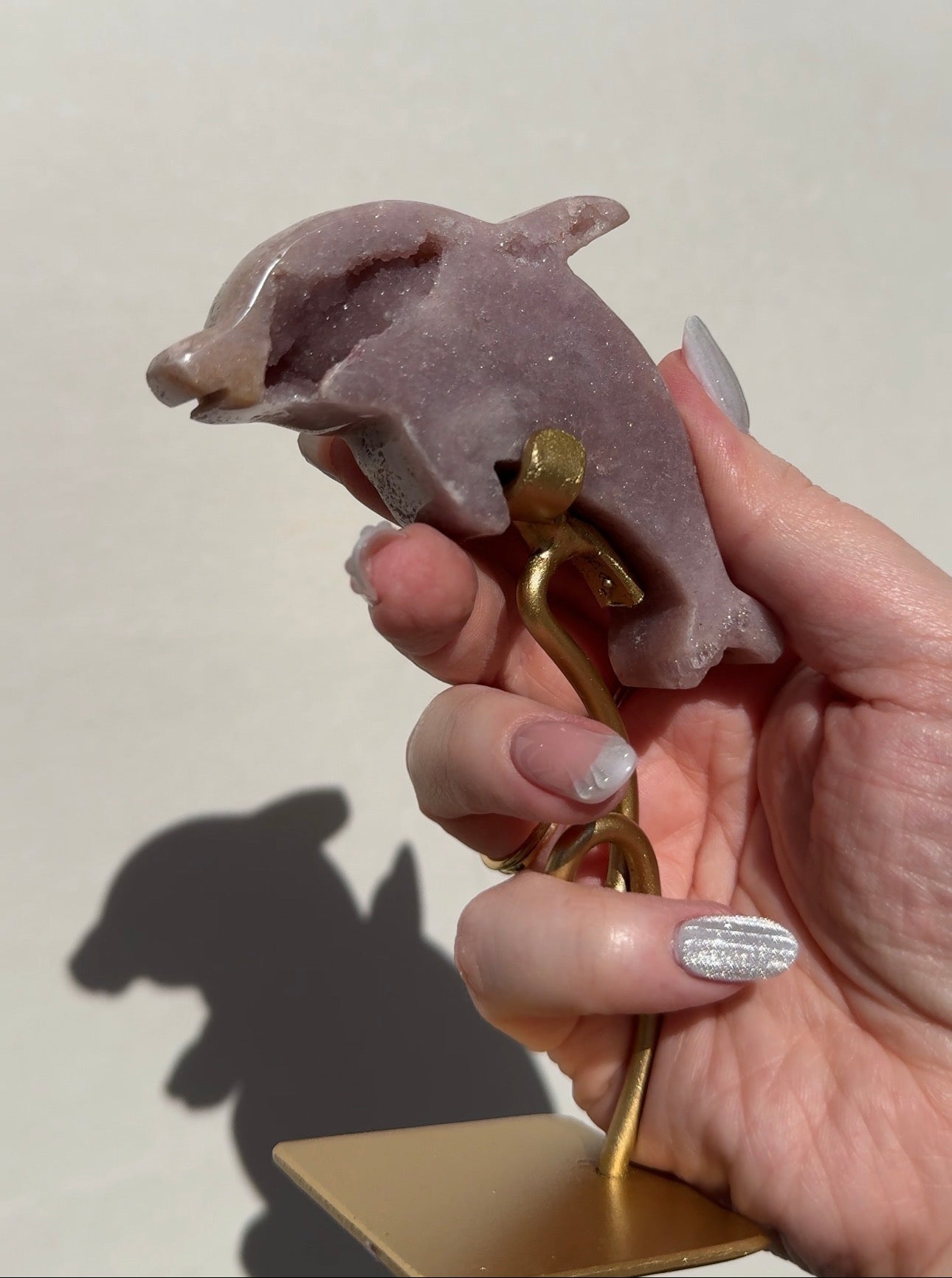 Druzy Pink Amethyst Dolphin