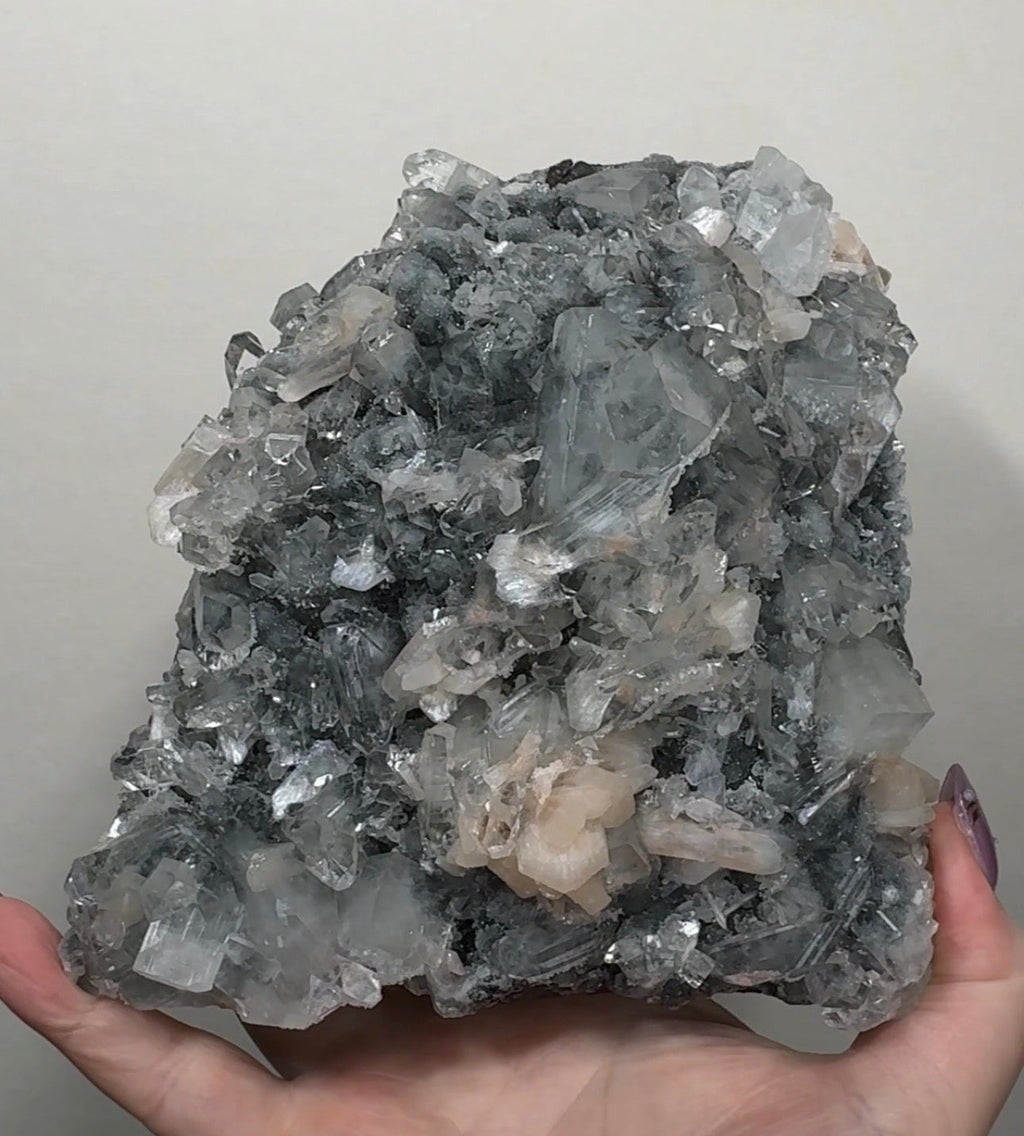 Apophyllite on Black Chalcedony | BDA