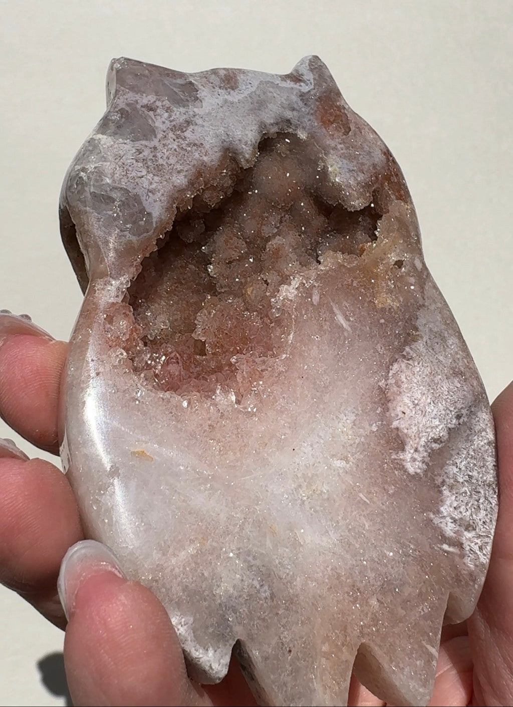 Druzy Pink Amethyst Owl