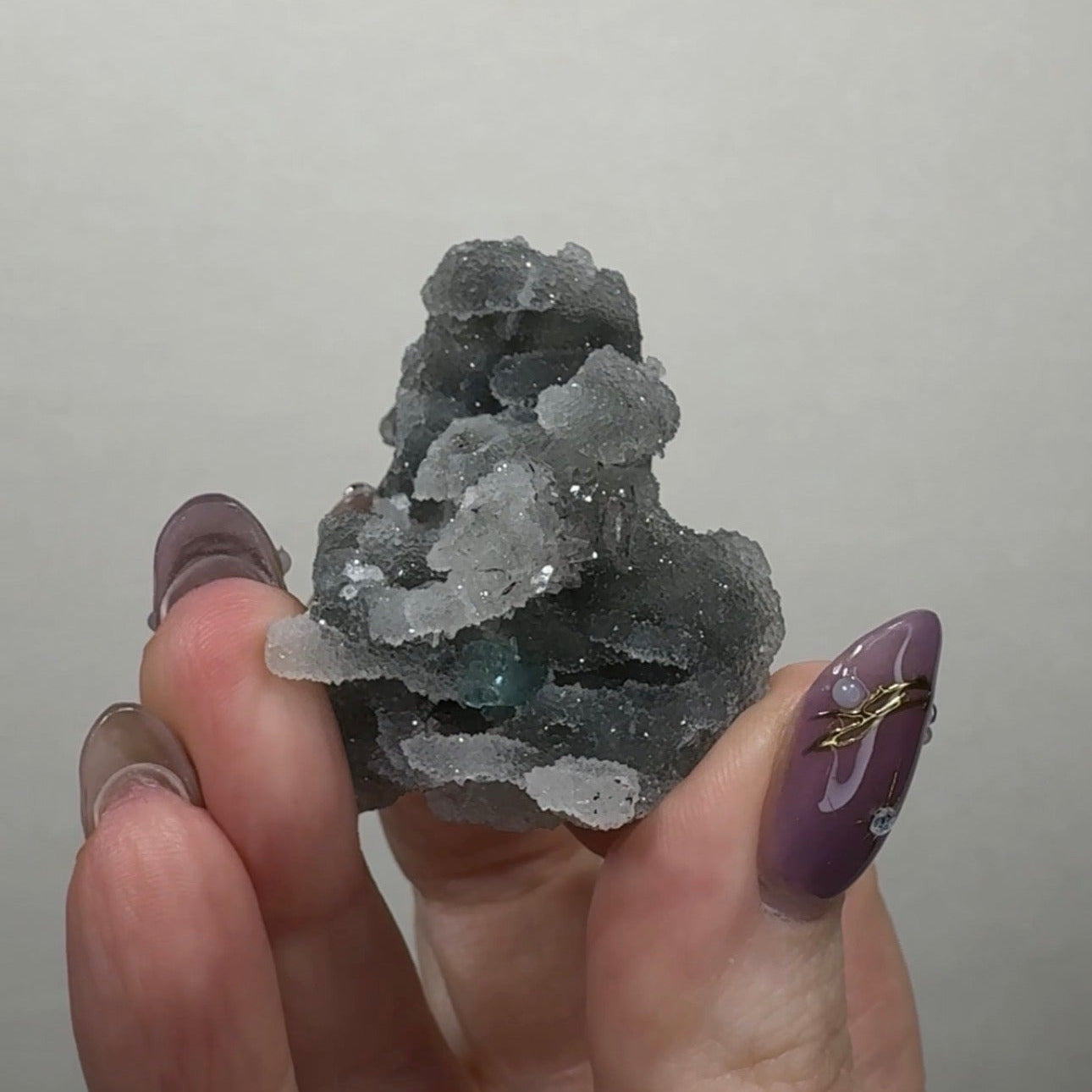 Black Chalcedony with Green Apophyllite