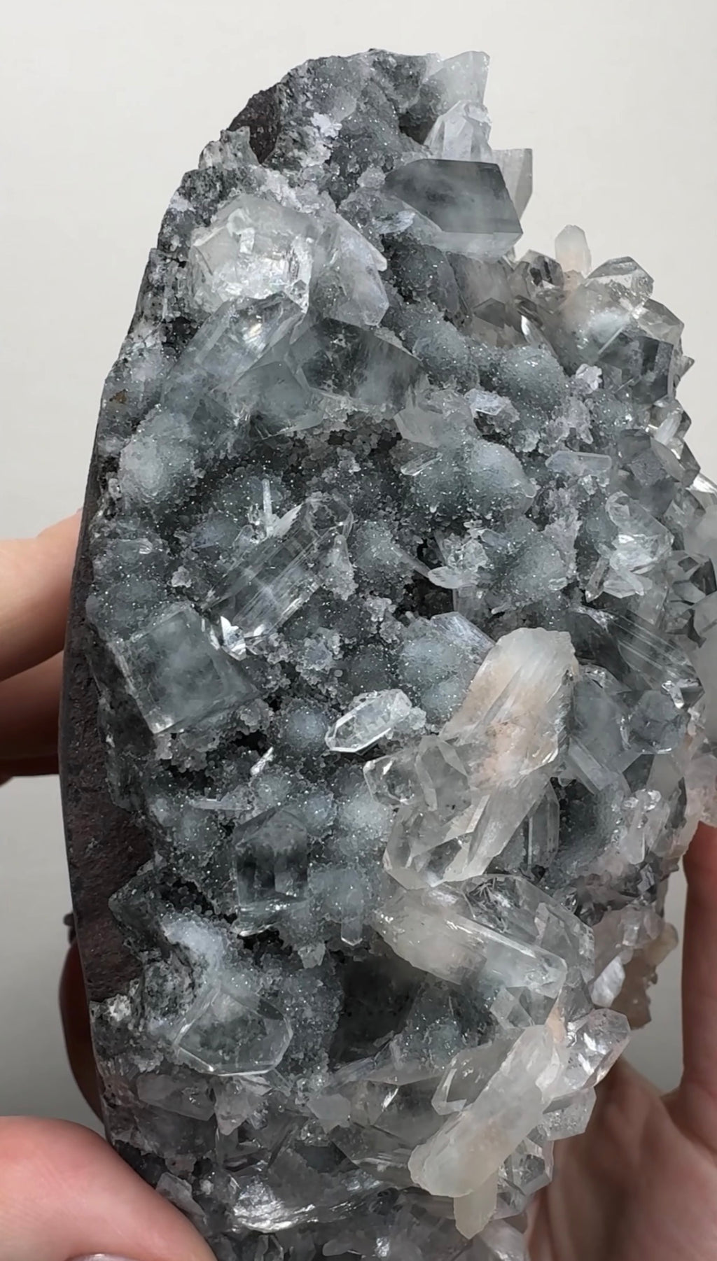 Apophyllite on Black Chalcedony | BDA