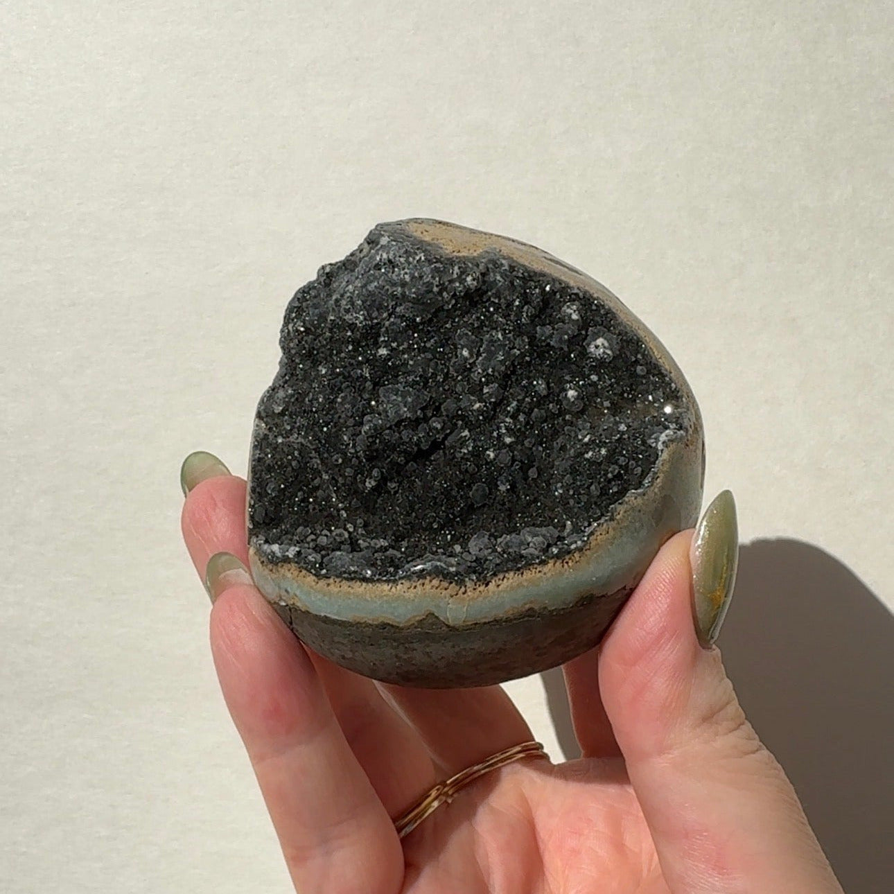 Black Amethyst Half Sphere Cutbase