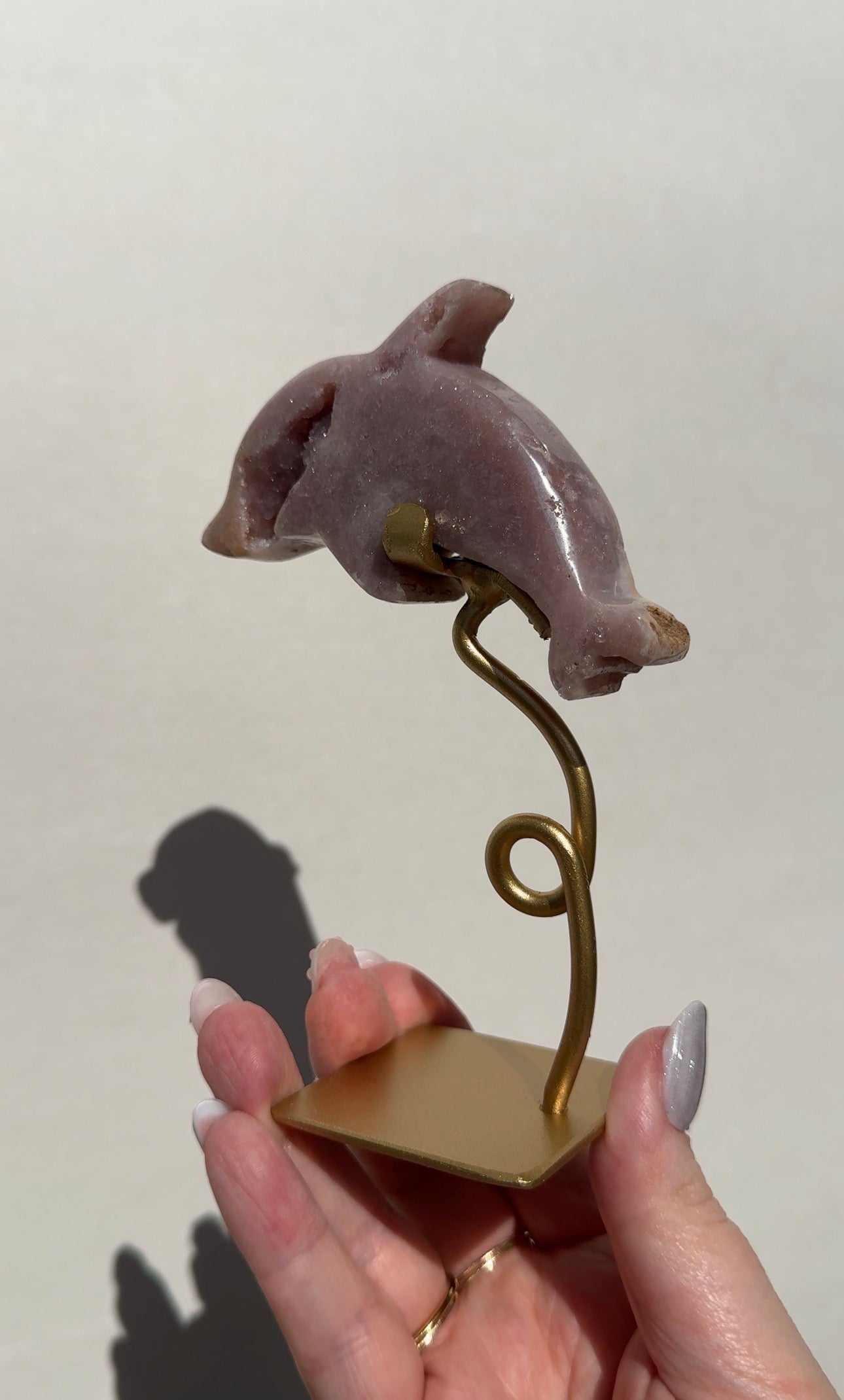 Druzy Pink Amethyst Dolphin