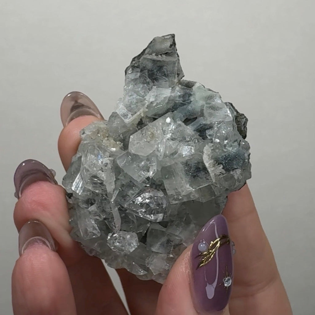 Diamond Apophyllite on Black Chalcedony | A6