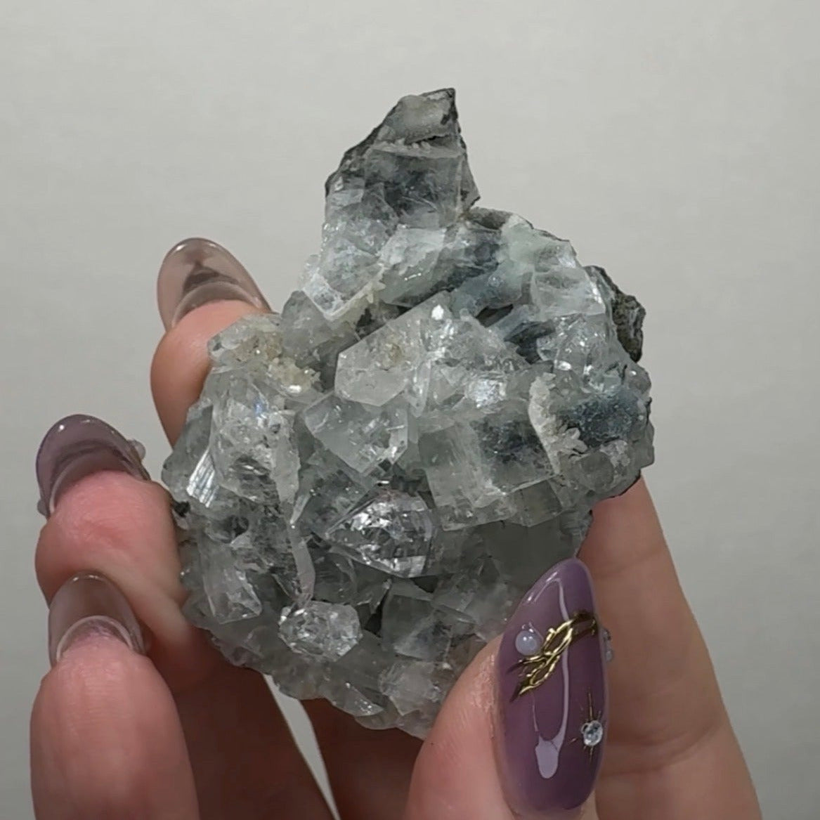 Diamond Apophyllite on Black Chalcedony | A6
