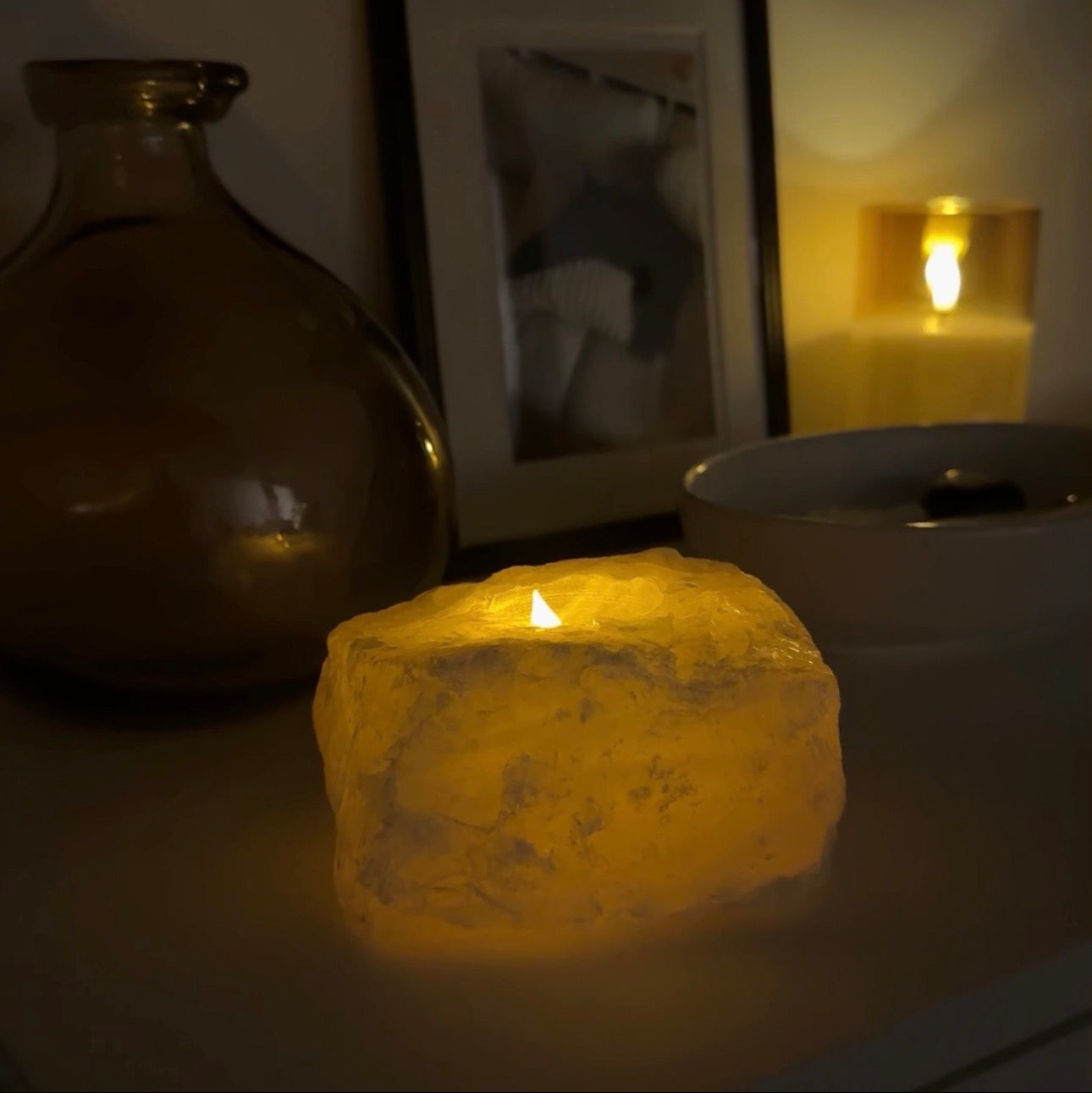 Rose Quartz Candle Holder