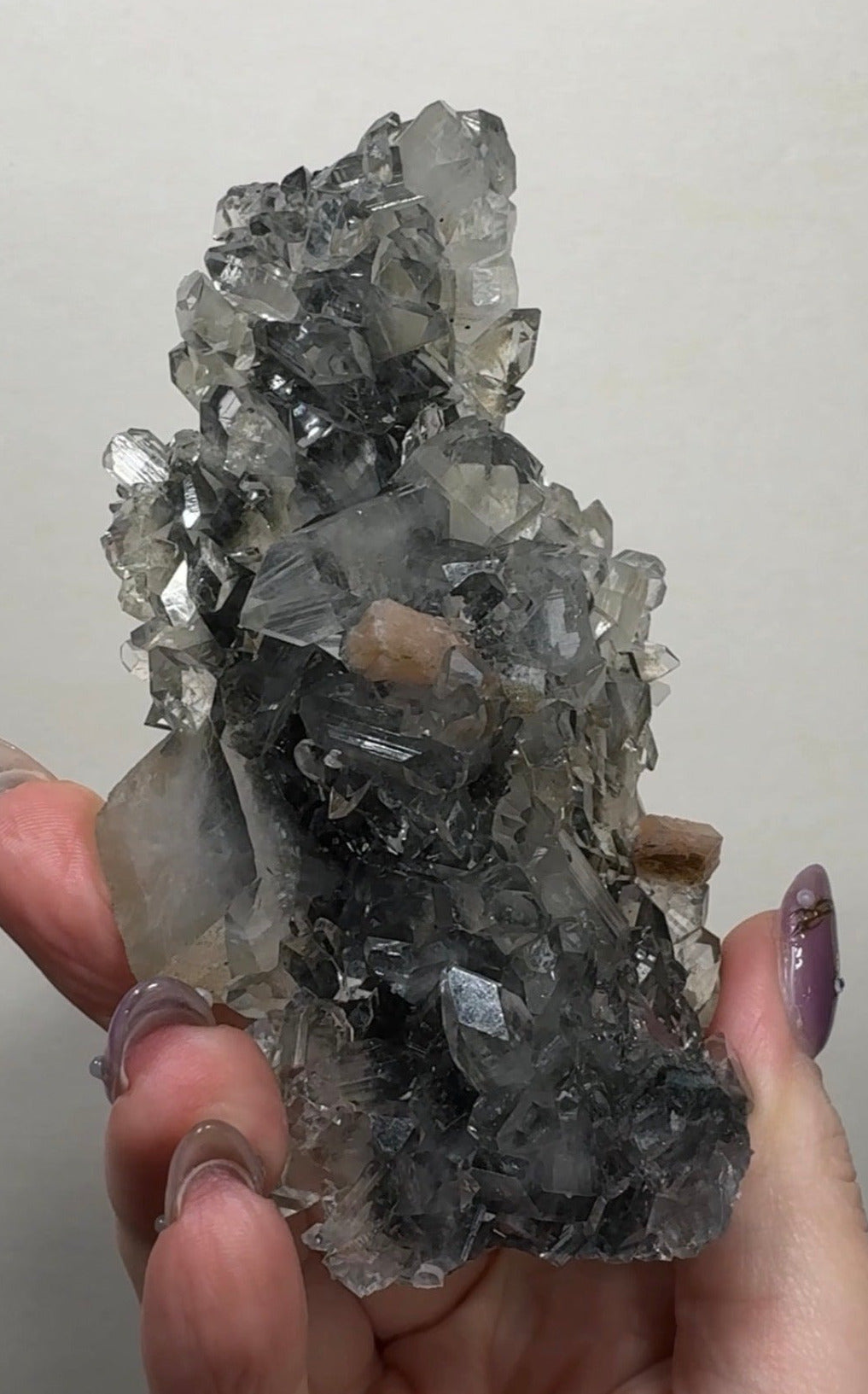 Diamond/Pink Apophyllite on Black Chalcedony| BDF