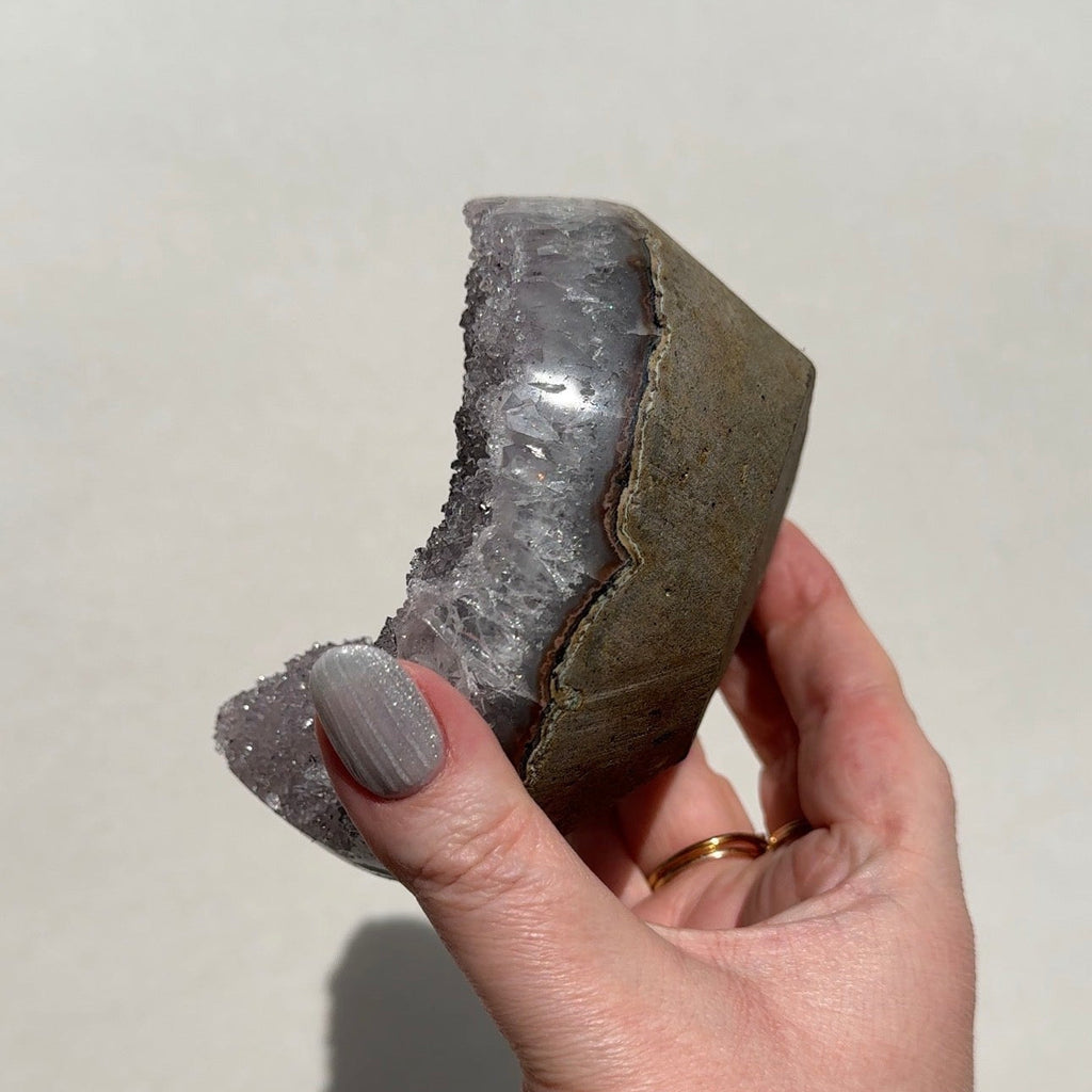 Druzy Uruguay Rainbow Amethyst on stand