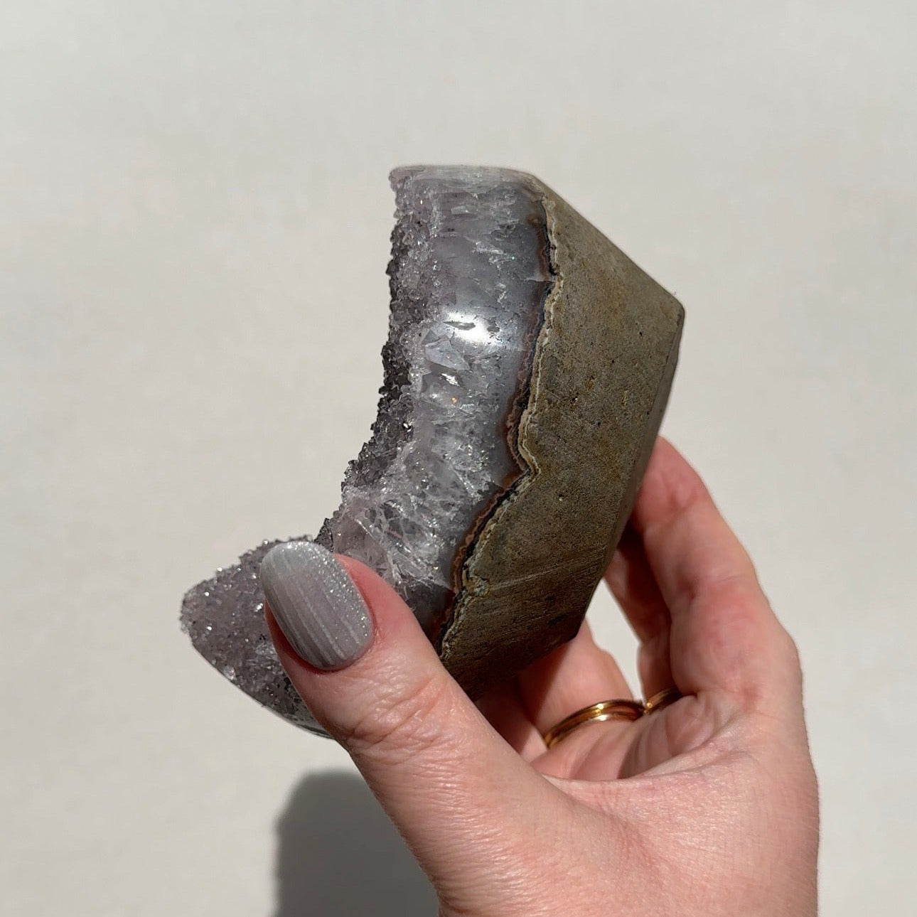 Druzy Uruguay Rainbow Amethyst on stand