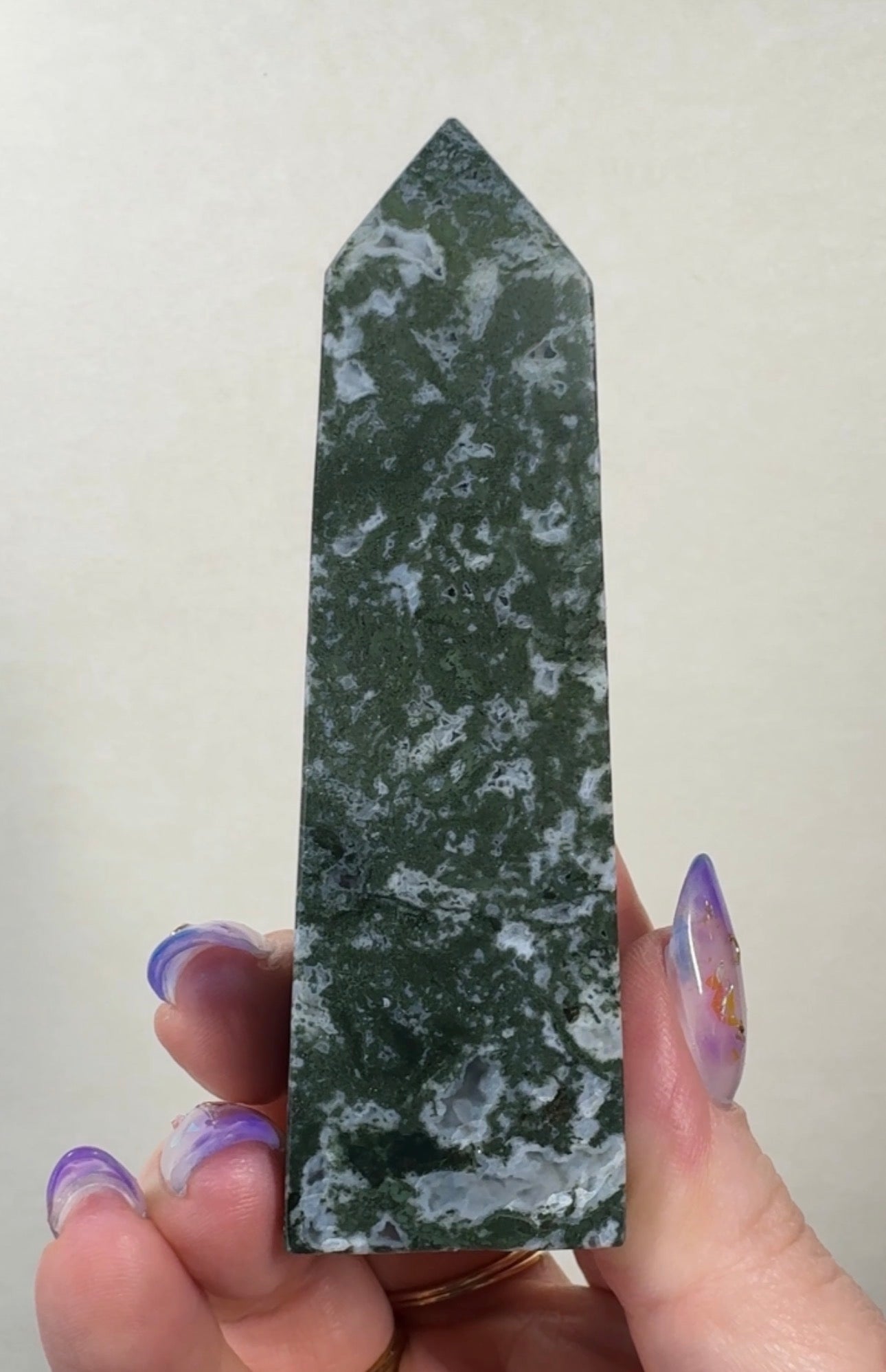 Moss Agate Tower with Pyrite inclusions | SM3