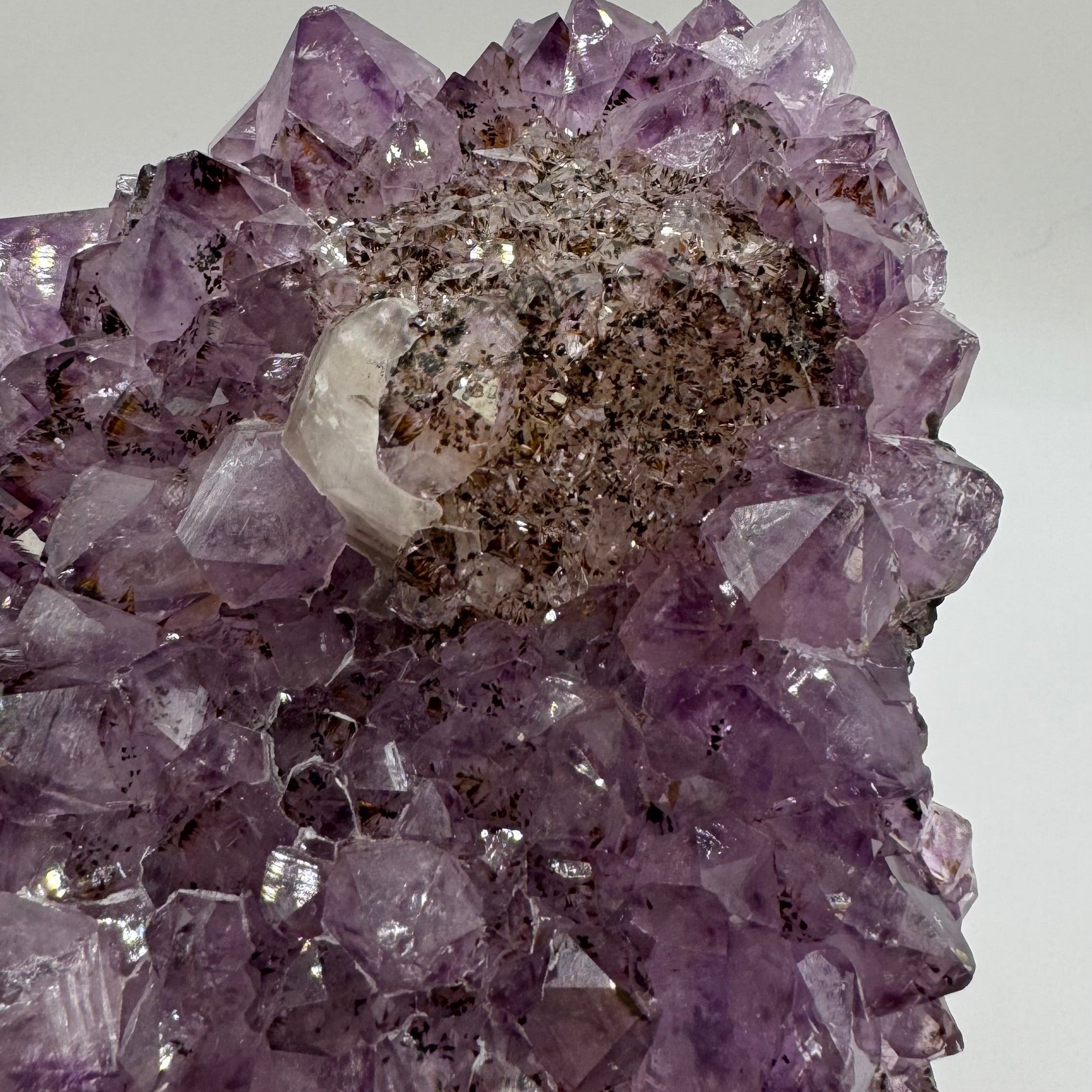 Purple Amethyst Cutbase with Calcite