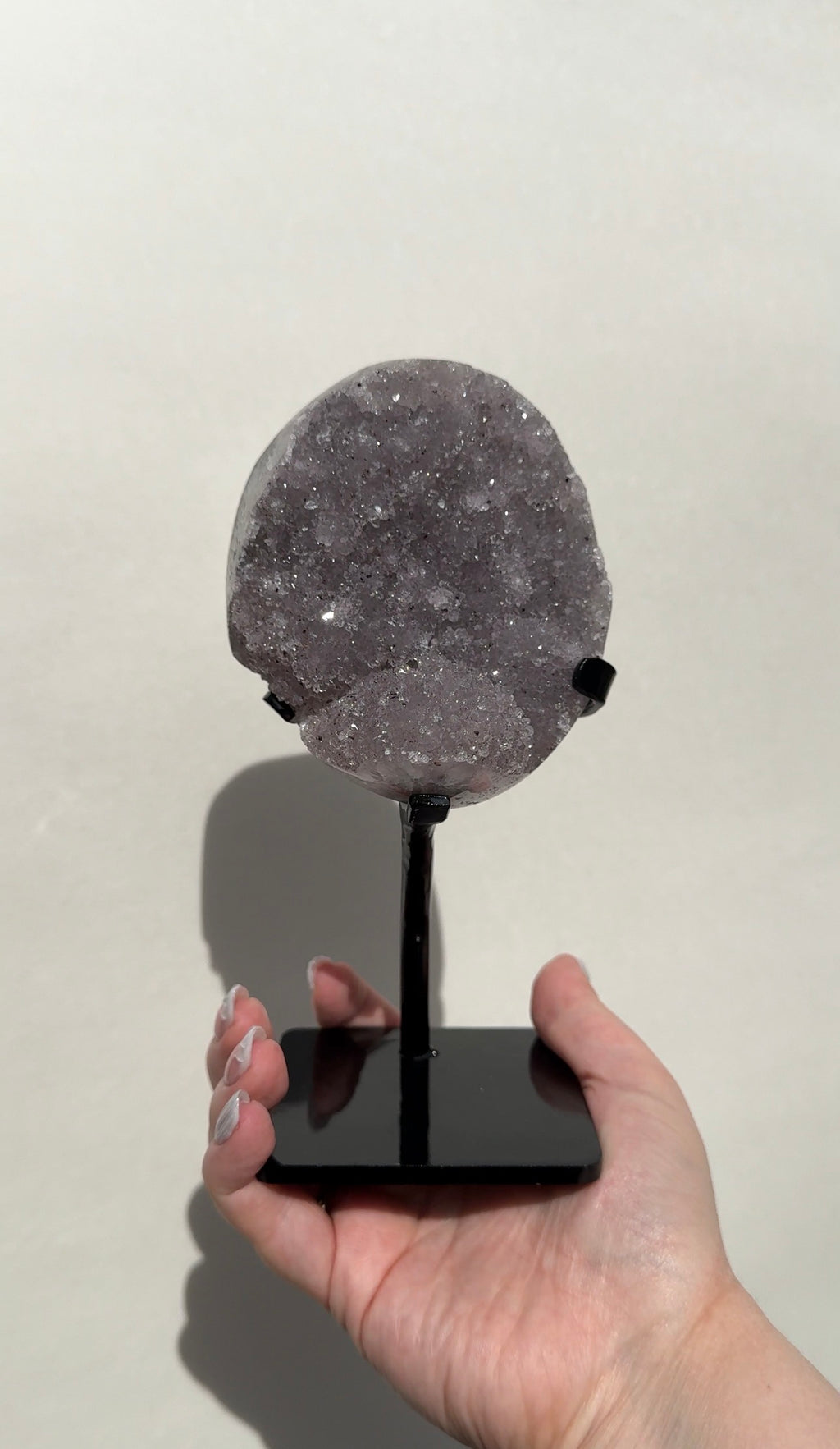 Druzy Uruguay Rainbow Amethyst on stand