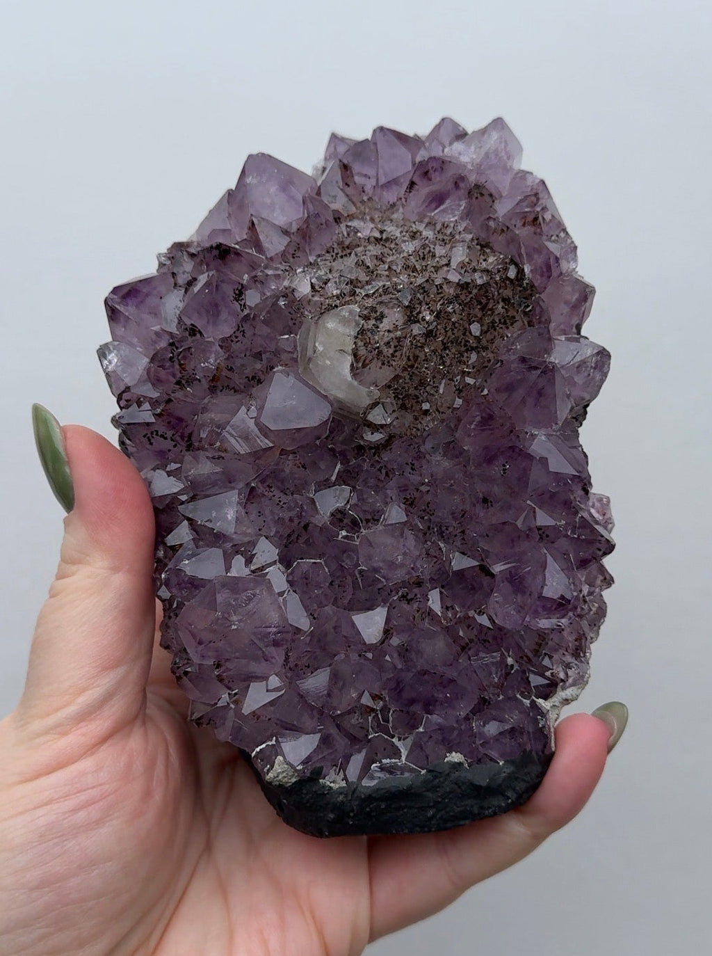 Purple Amethyst Cutbase with Calcite