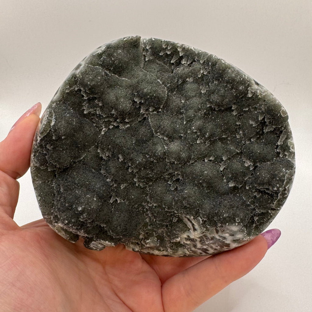 Black/Green Amethyst Half Sphere Cutbase
