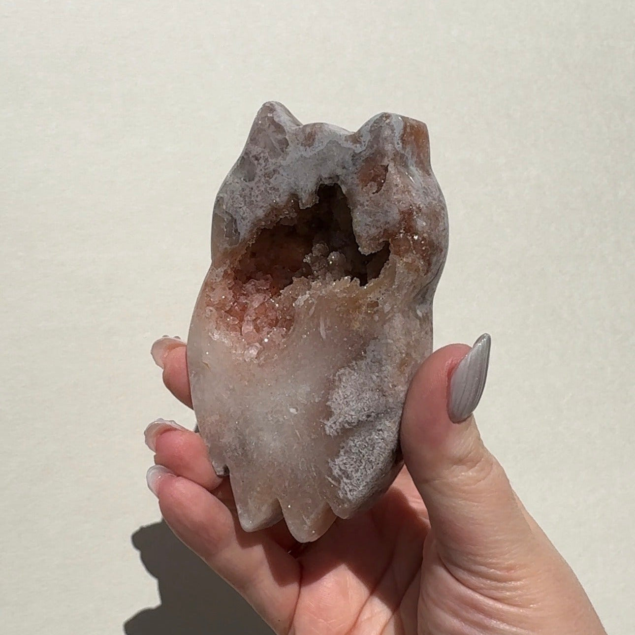 Druzy Pink Amethyst Owl