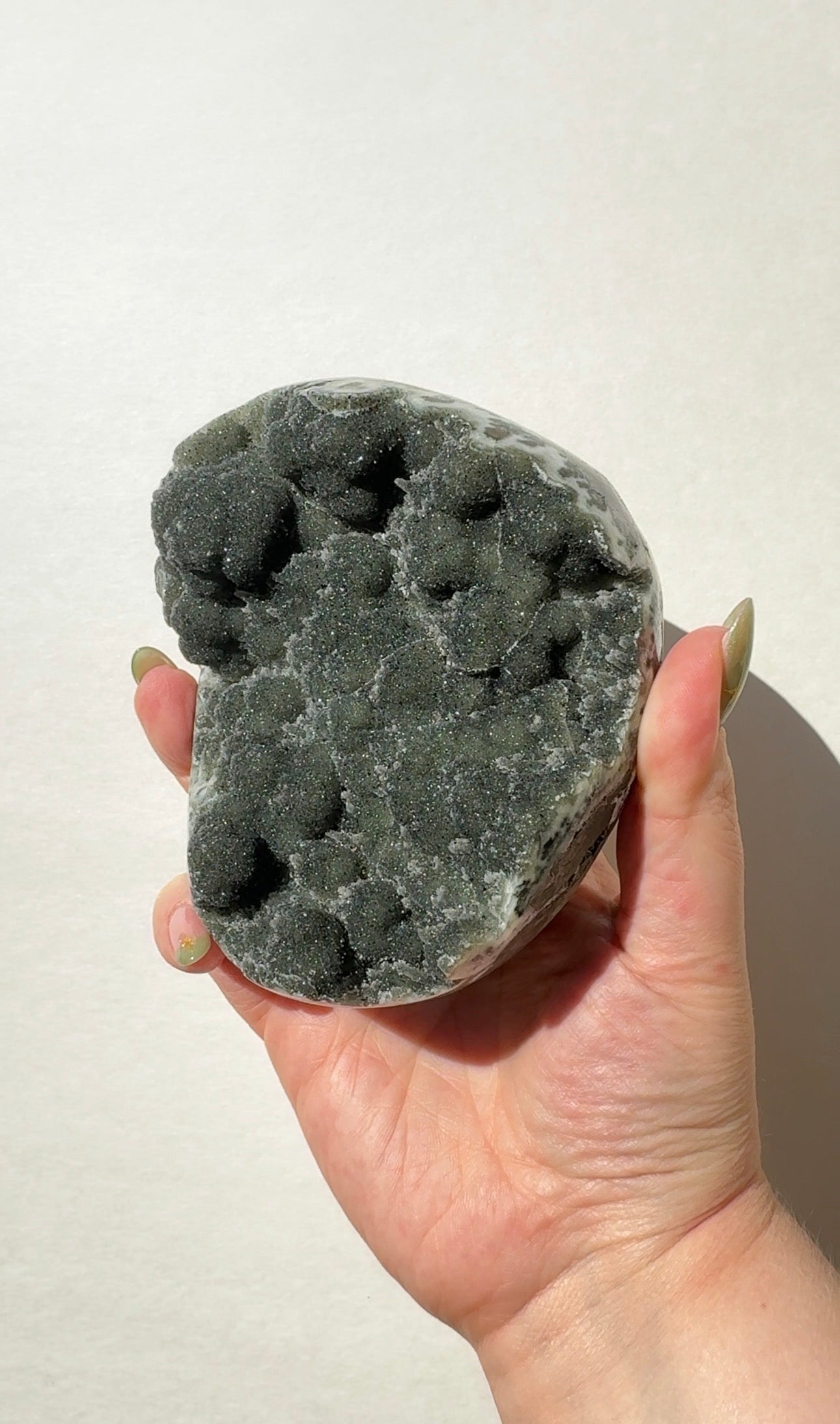 Black/Green Amethyst Half Sphere Cutbase