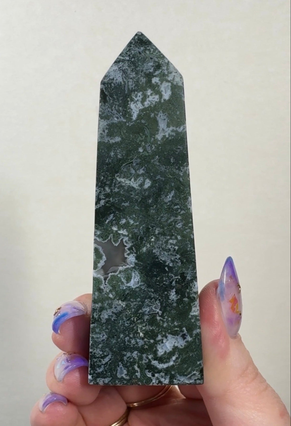 Moss Agate Tower with Pyrite inclusions | SM3