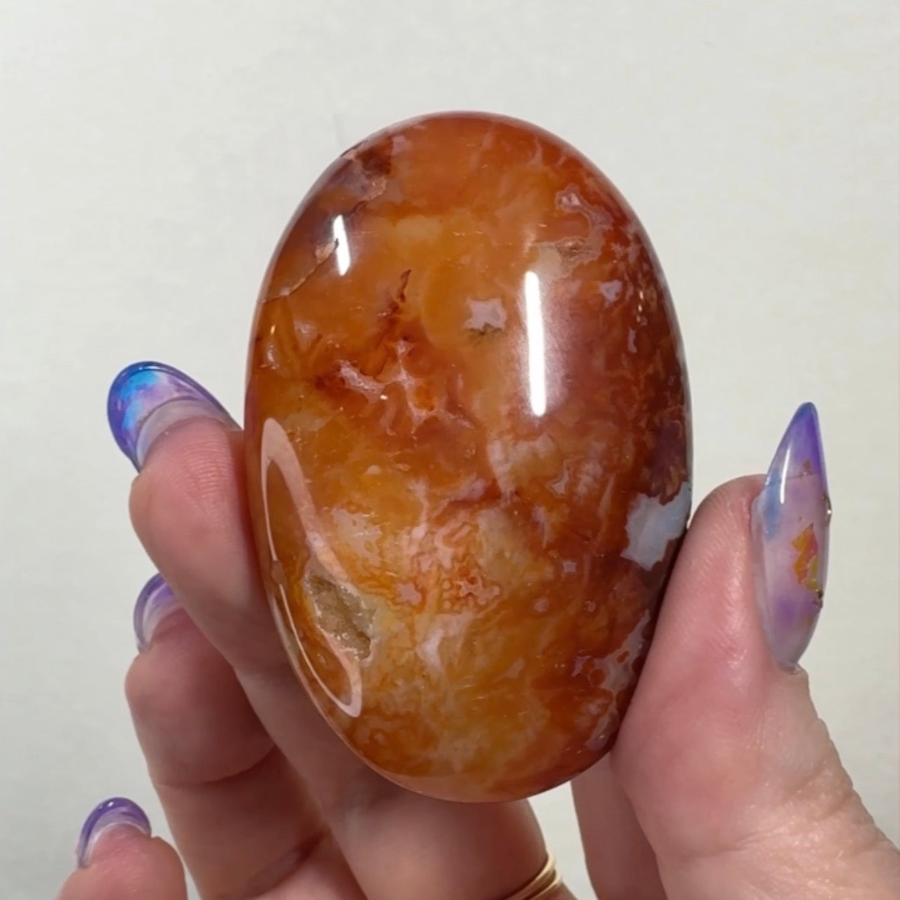 Pink Carnelian Palmstone | PSC2