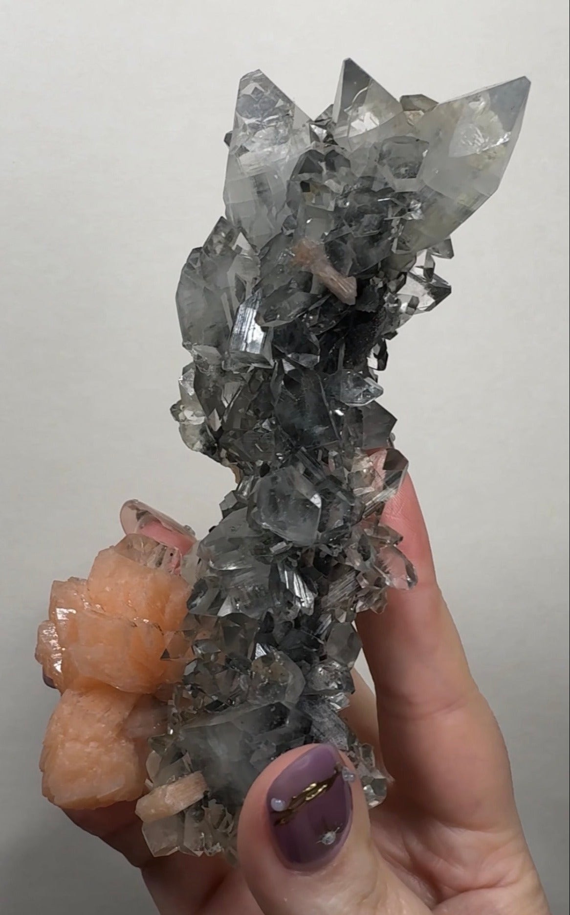 Diamond/Pink Apophyllite on Black Chalcedony | BDG
