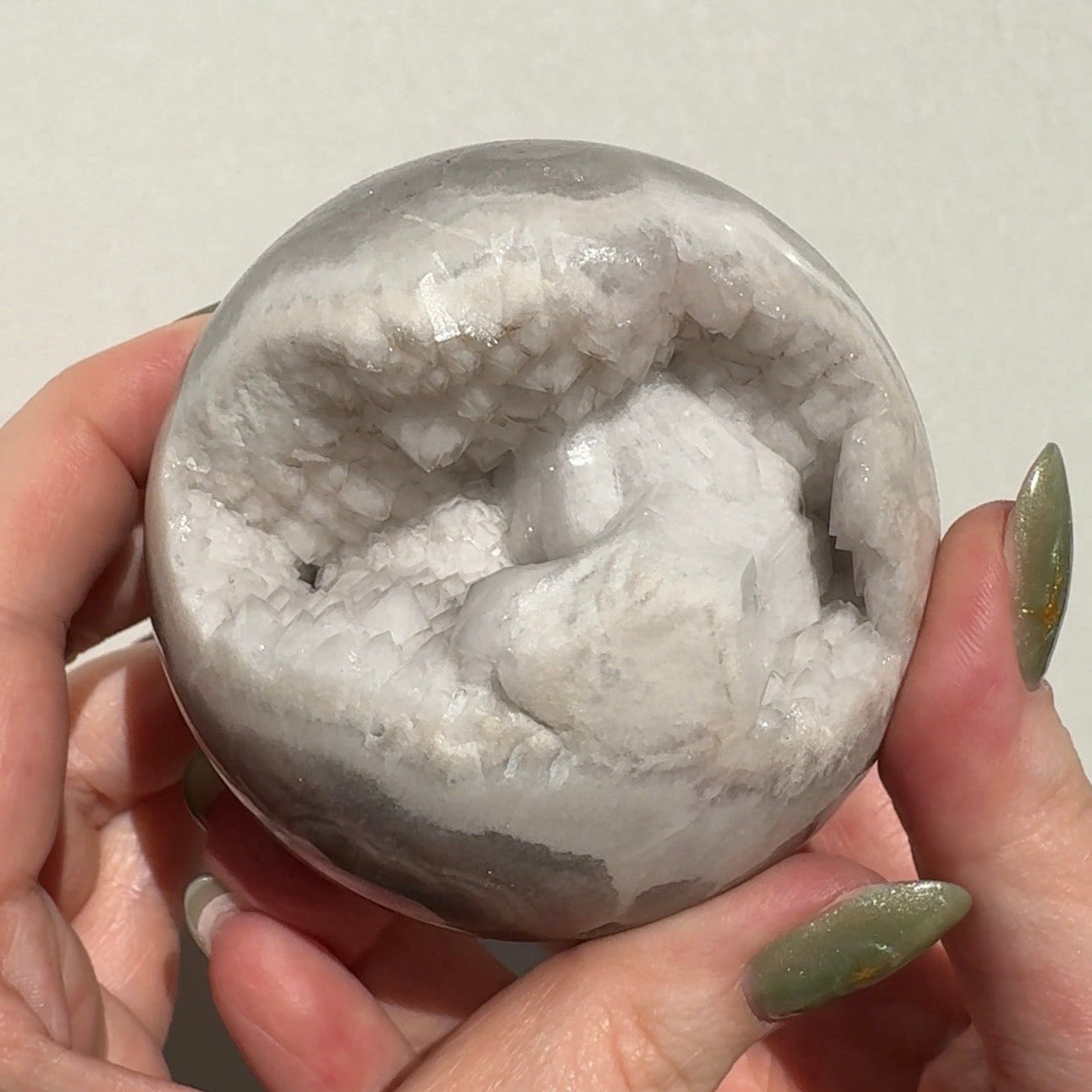 Druzy White Quartz Agate Sphere