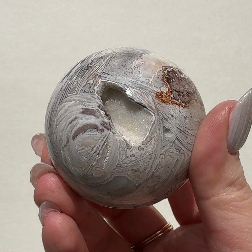 White Crazy Lace Agate Sphere