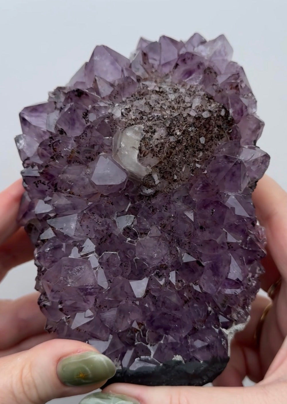 Purple Amethyst Cutbase with Calcite