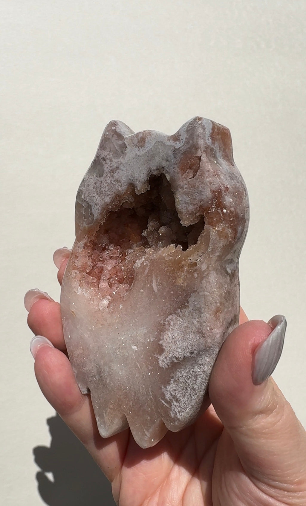 Druzy Pink Amethyst Owl