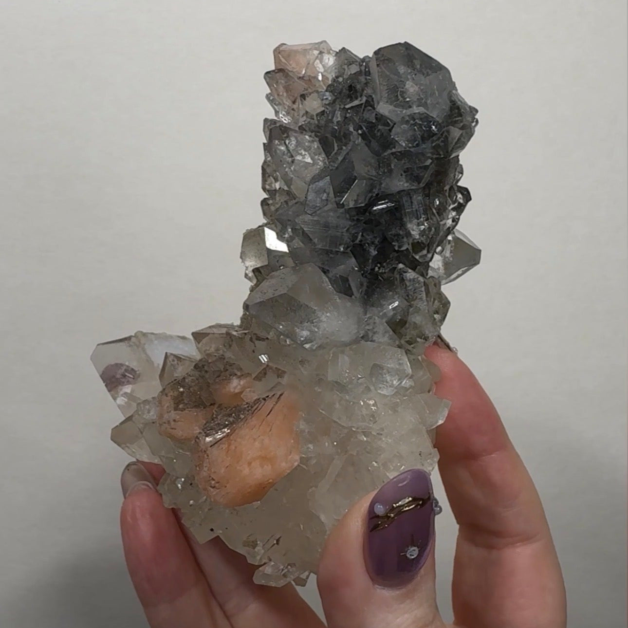 Diamond/Pink Apophyllite on Black Chalcedony with sugar | BDE