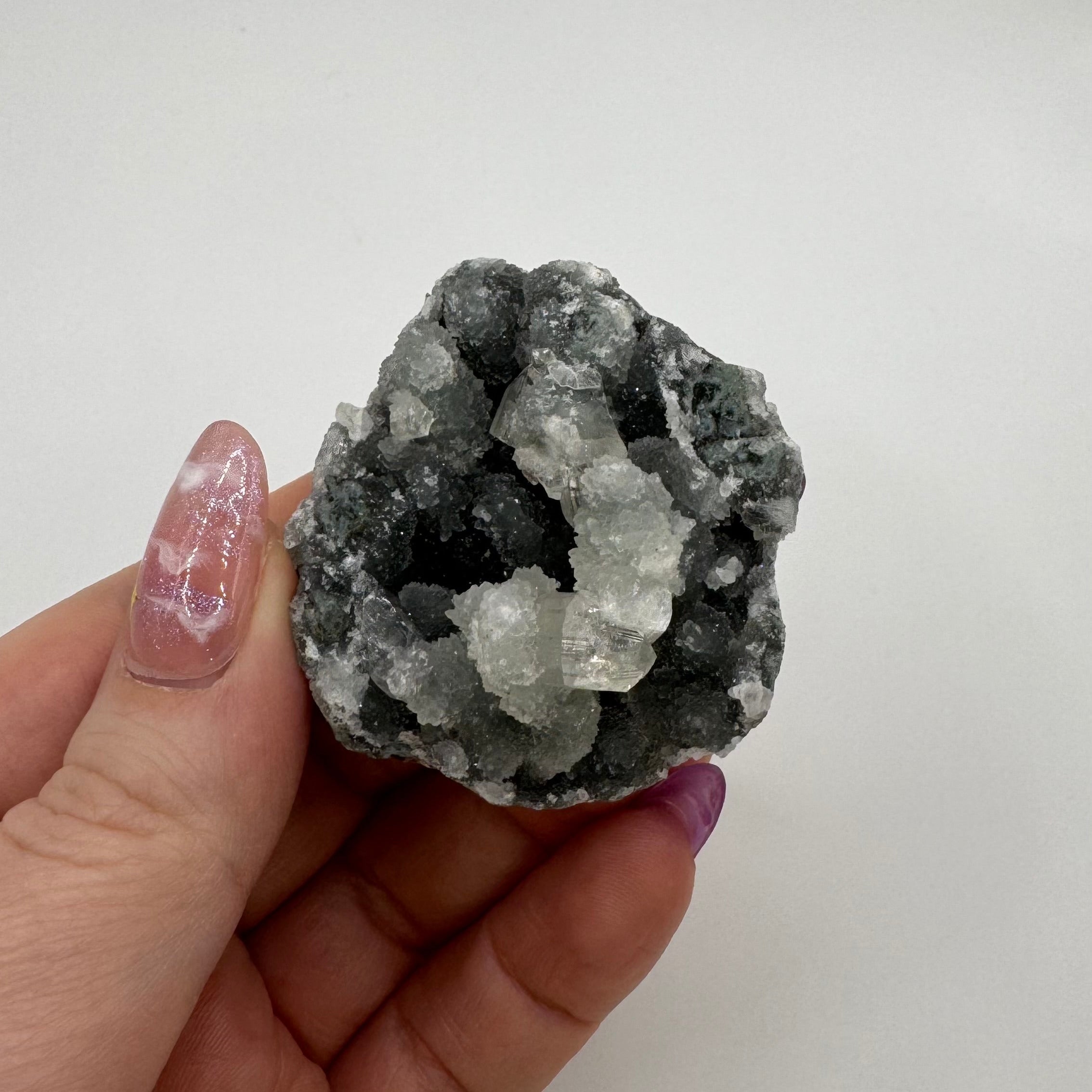 Black Chalcedony with Apophyllite