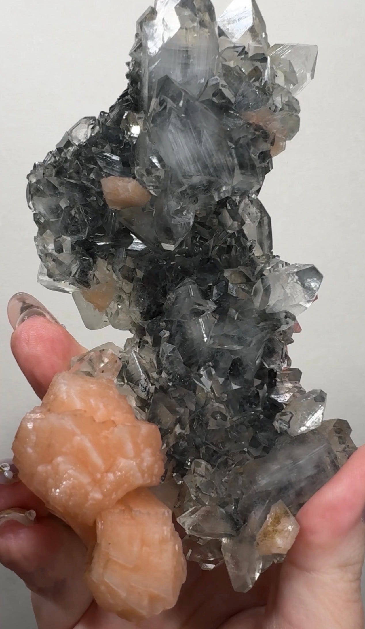 Diamond/Pink Apophyllite on Black Chalcedony | BDG