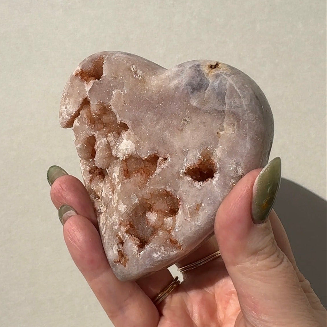 Druzy Pink Heart Amethyst
