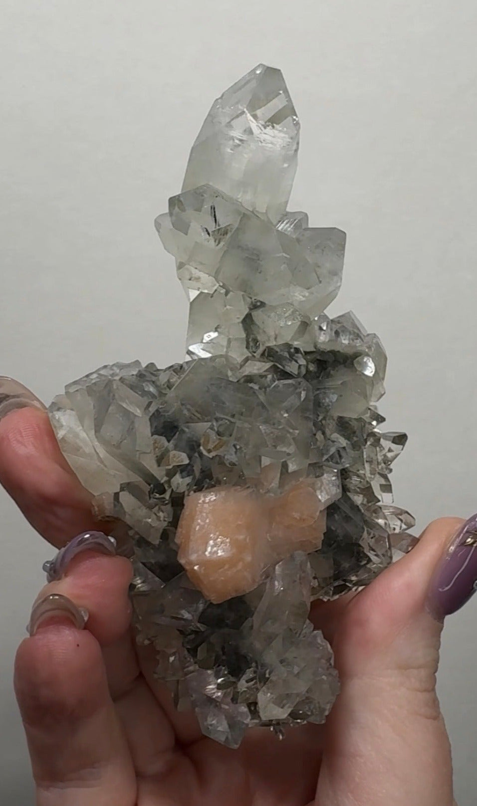 Diamond/Pink Apophyllite on Black Chalcedony | BDO