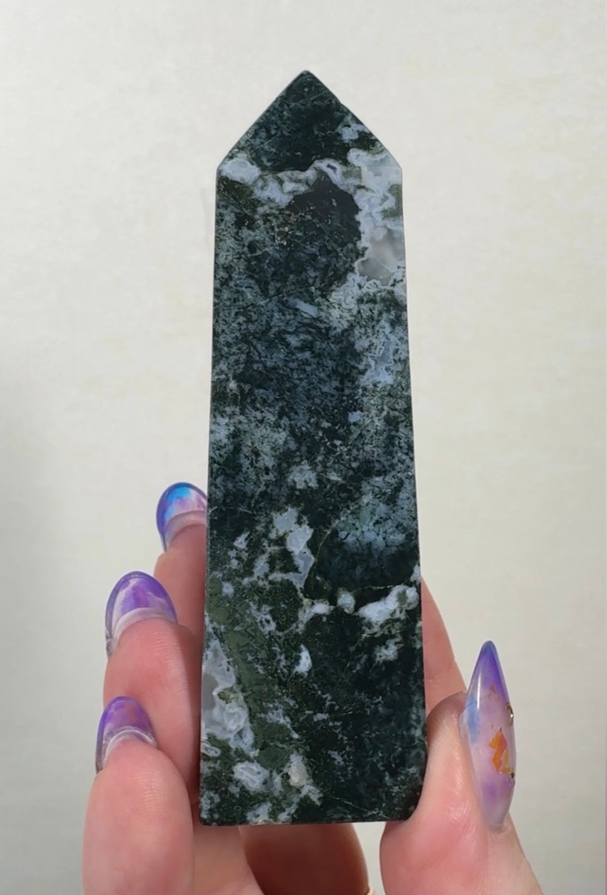 Moss Agate Tower with Pyrite inclusions | SM1