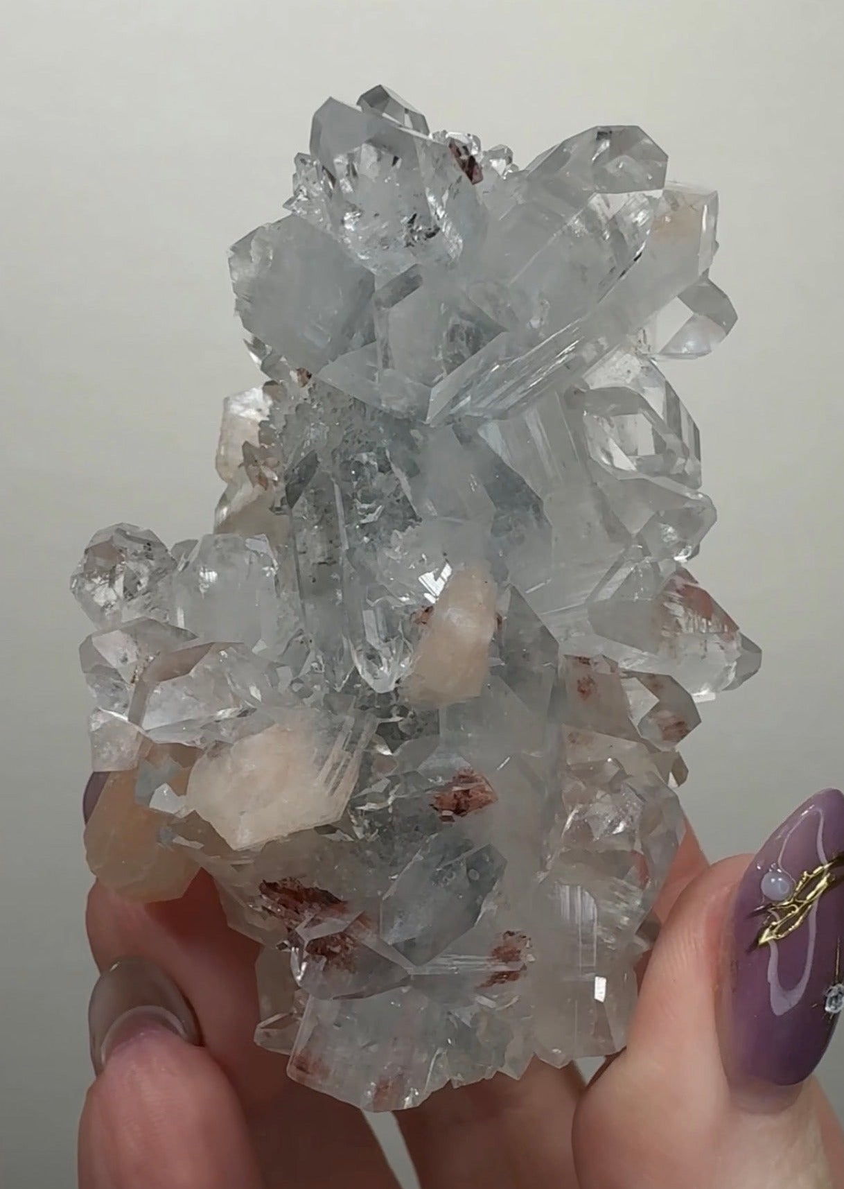 Diamond/Pink Apophyllite on Chalcedony with Red Heulandite | BDN