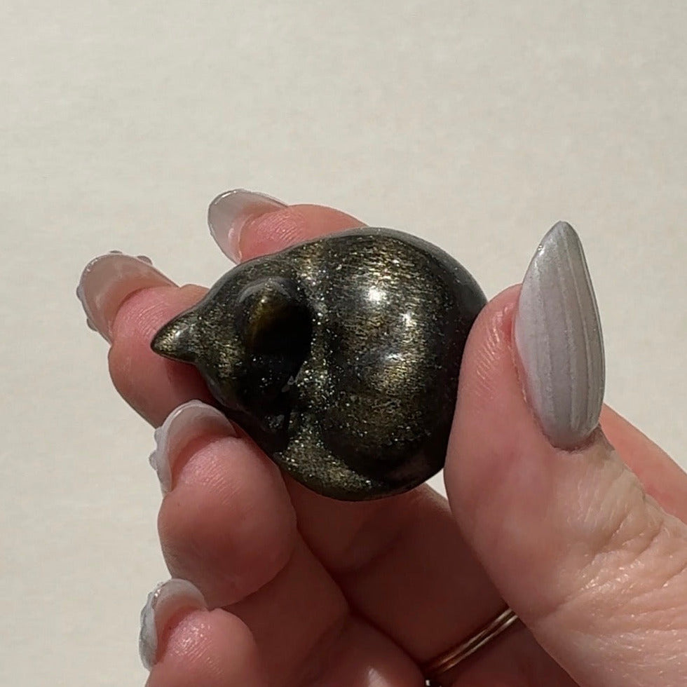 Golden Sheen Obsidian Cat