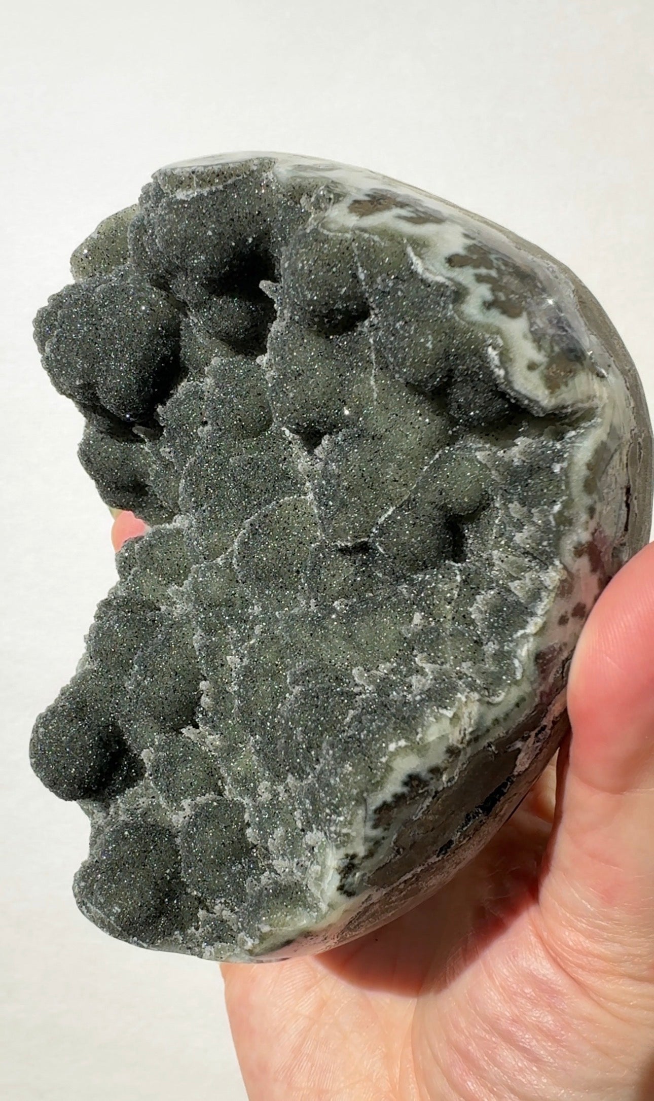 Black/Green Amethyst Half Sphere Cutbase