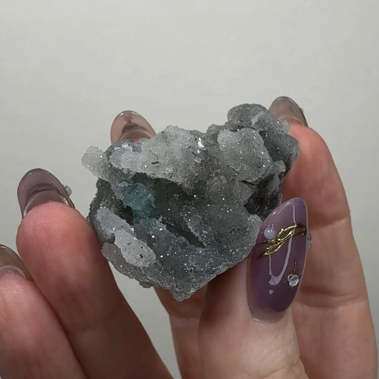 Black Chalcedony with Green Apophyllite