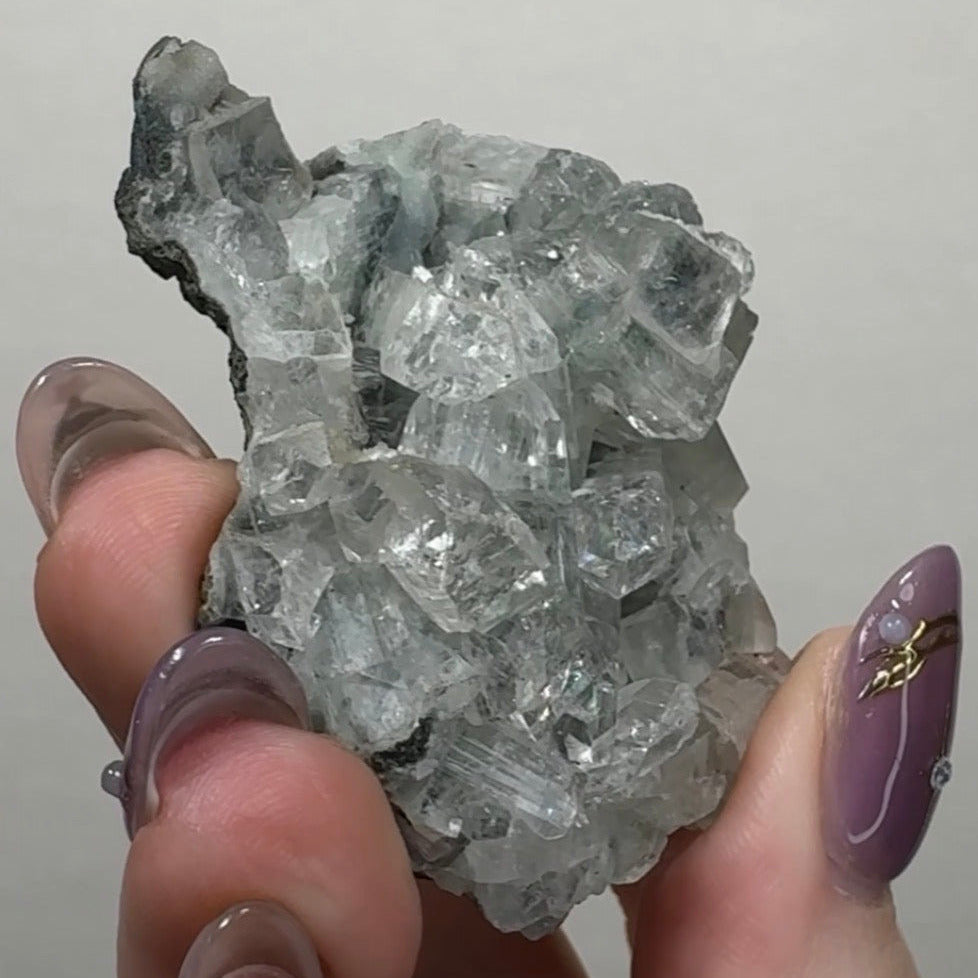Diamond Apophyllite on Black Chalcedony | A6