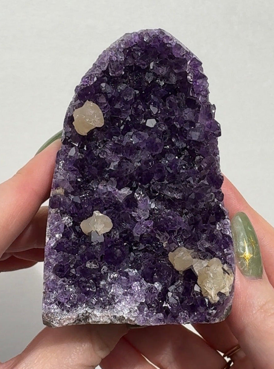 Uruguay Purple Amethyst Cutbase with Calcite