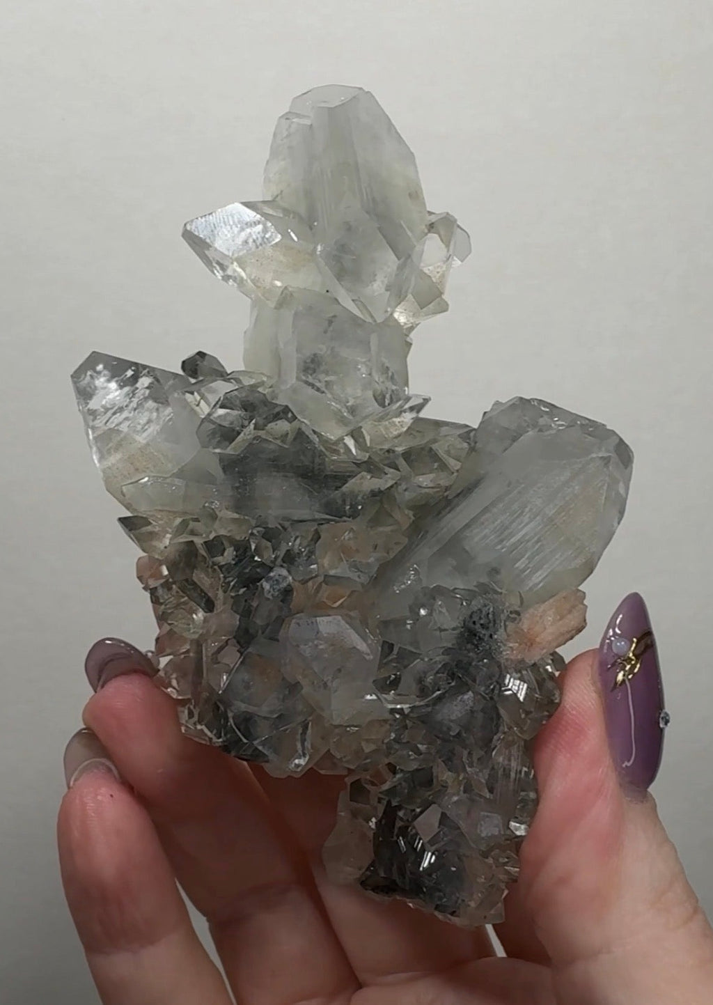 Diamond/Pink Apophyllite on Black Chalcedony | BDO